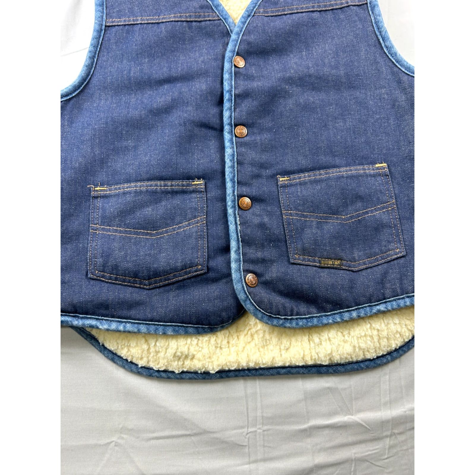 Sears VINTAGE Sears Roebucks Denim Vest Mens L Blue Sherpa Lined 70s USA Workwear Size US L / EU 52-54 / 3 - 4 Thumbnail