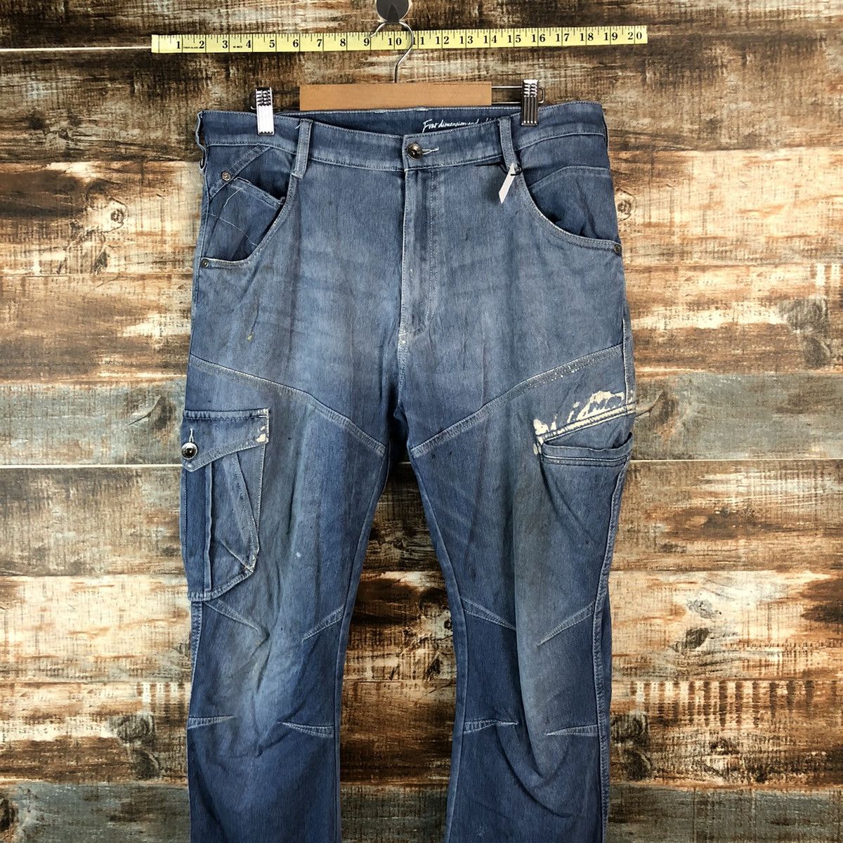 Japanese Brand Field Core Blue Distressed ripped Denim Pants #A2166 Size US 33 - 2 Thumbnail