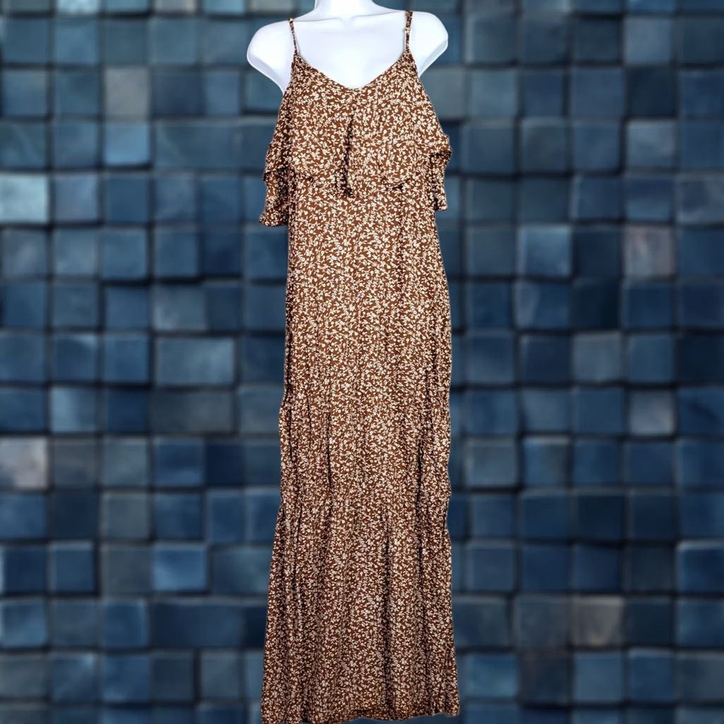 Vintage Flynn Skye Maxi Dress Floral Sleeveless V-Neck XS White Brown Women’s Size XS Casual Dress Size XS / US 0-2 / IT 36-38 - 1 Thumbnail
