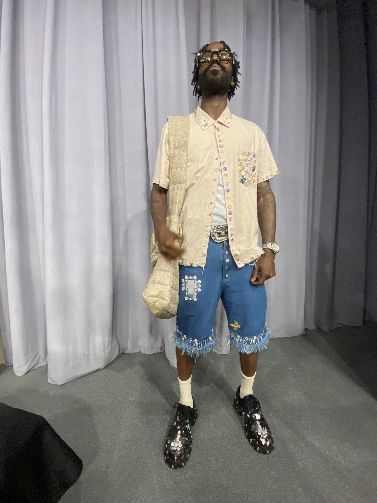 Japanese Brand Holy ✝️Jeweled Jorts Sample Size US 32 / EU 48 - 8 Thumbnail