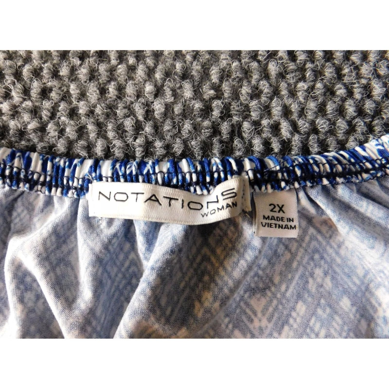 Vintage Notations Blouse Shirt Womens 2X Plus Blue Striped Stretch Pullover Casual Round Neck Short Sleeve Size XXL / US 16-18 / IT 52-54 - 5 Thumbnail