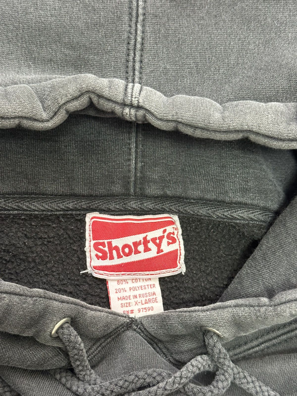 Shorty's Skateboards Shorty’s Skateboard Thrashed Faded Black Logo Hoodie Vintage Size US XL / EU 56 / 4 - 2 Thumbnail