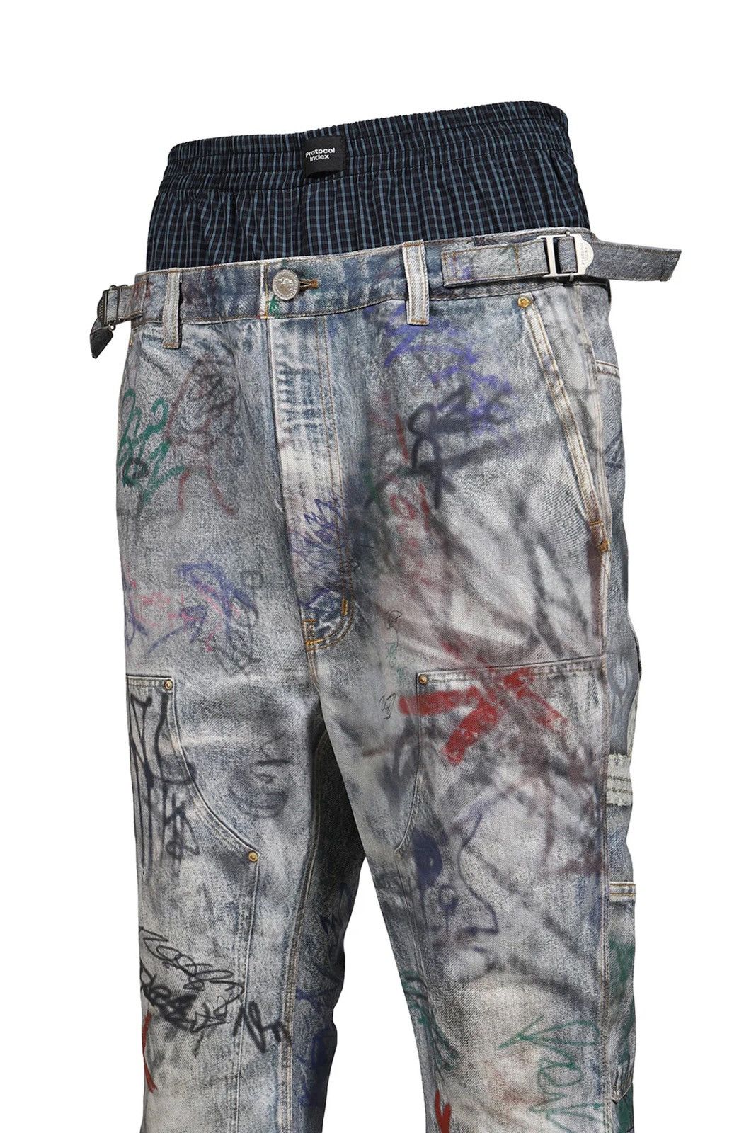 PROJECT G/R Protocol Index GRAFFITI LAYERED PANTS PROJECT GR Size US 32 / EU 48 - 4 Thumbnail