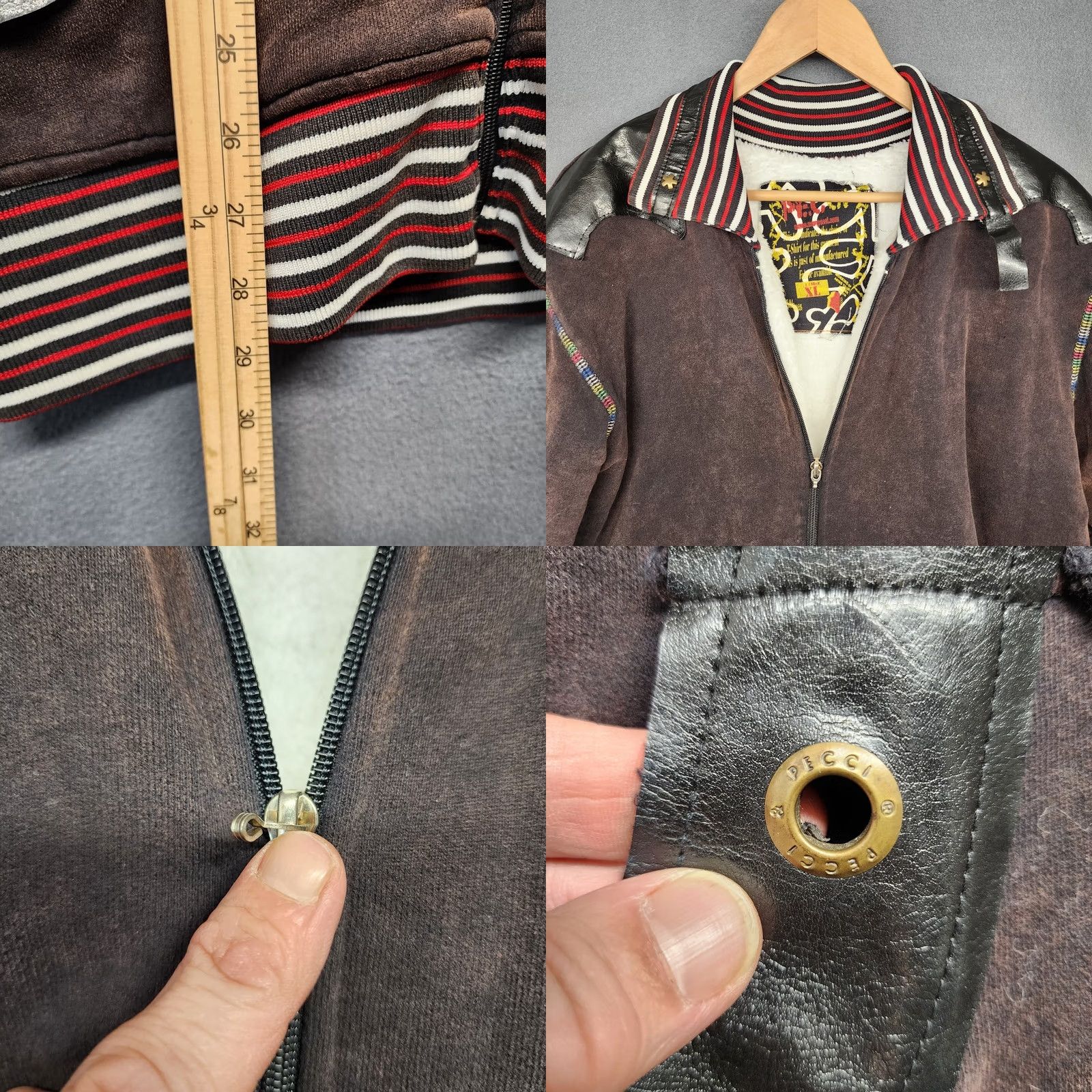Vintage Pecci Jacket Mens XL Brown Full Zip Embroidered Wild at Heart Lucky Elephant Y2K Mens XL Brown Full Zip Embroidered Sherpa Lined Jacket Size US XL / EU 56 / 4 - 8 Thumbnail