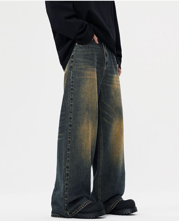 Vintage Retro washed distressed men's loose straight baggy jeans Size US 32 / EU 48 - 3 Thumbnail