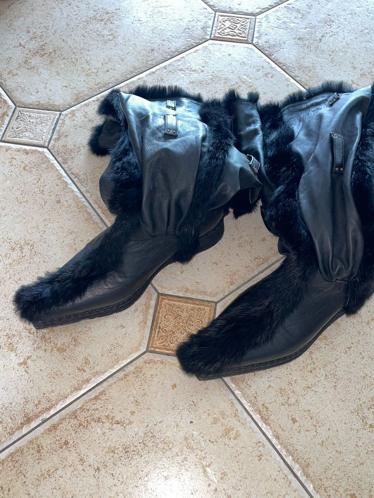 Other Vintage Euro Mohican Fur Square Toe Metal Buckle 2way Boot Size US 9 / EU 42 - 4 Thumbnail