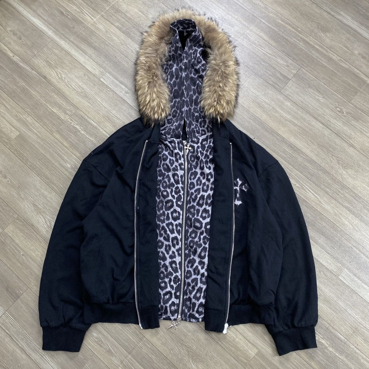 14th Addiction 2000s Dazy Cross Double Layer Skull Lgb Style Zip Fur Hoodie Size US XXL / EU 58 / 5 - 4 Thumbnail