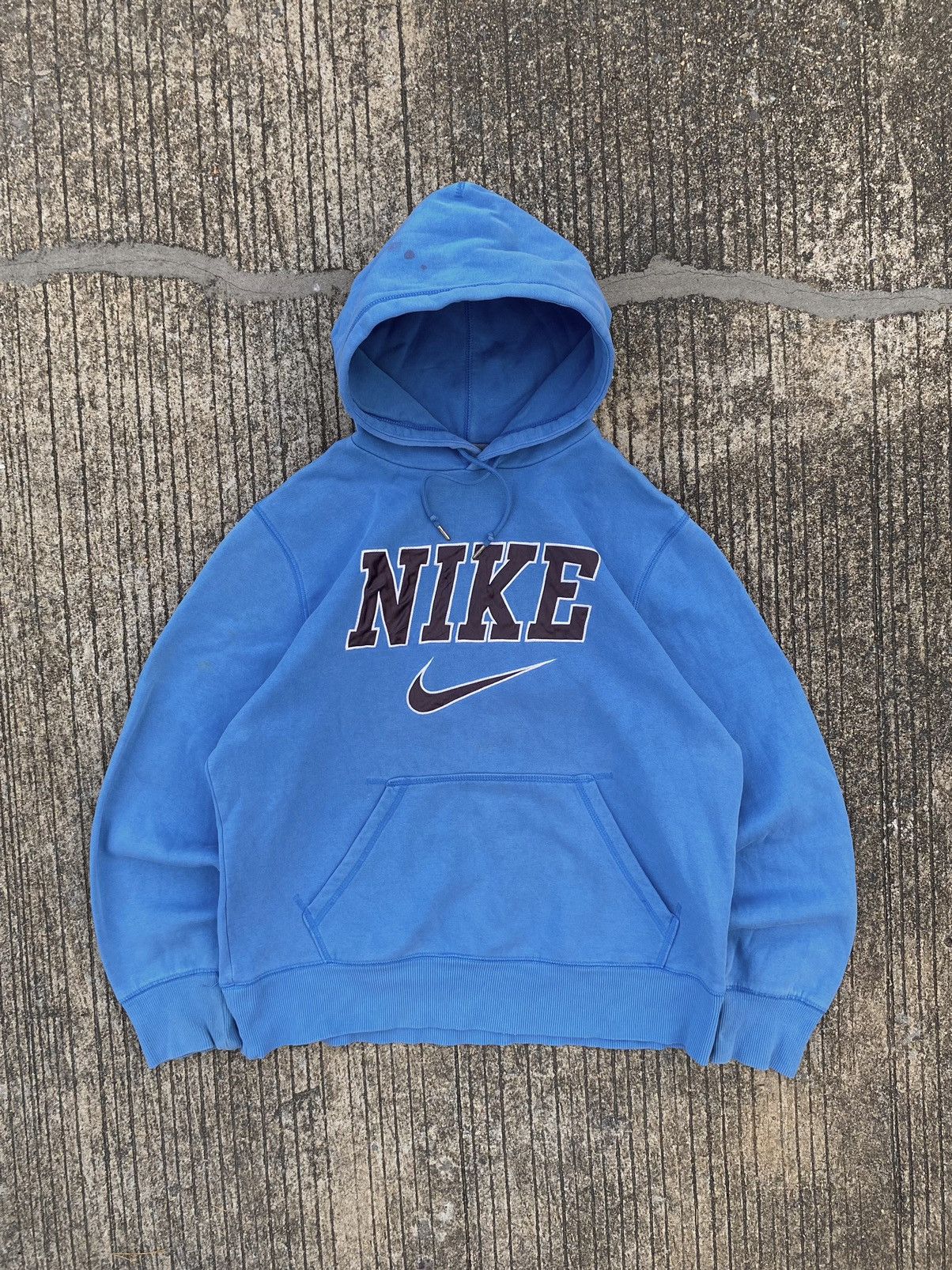 Nike Streetwear Vintage Vintage Nike Spell out Hoodie Baby Blue Grailed