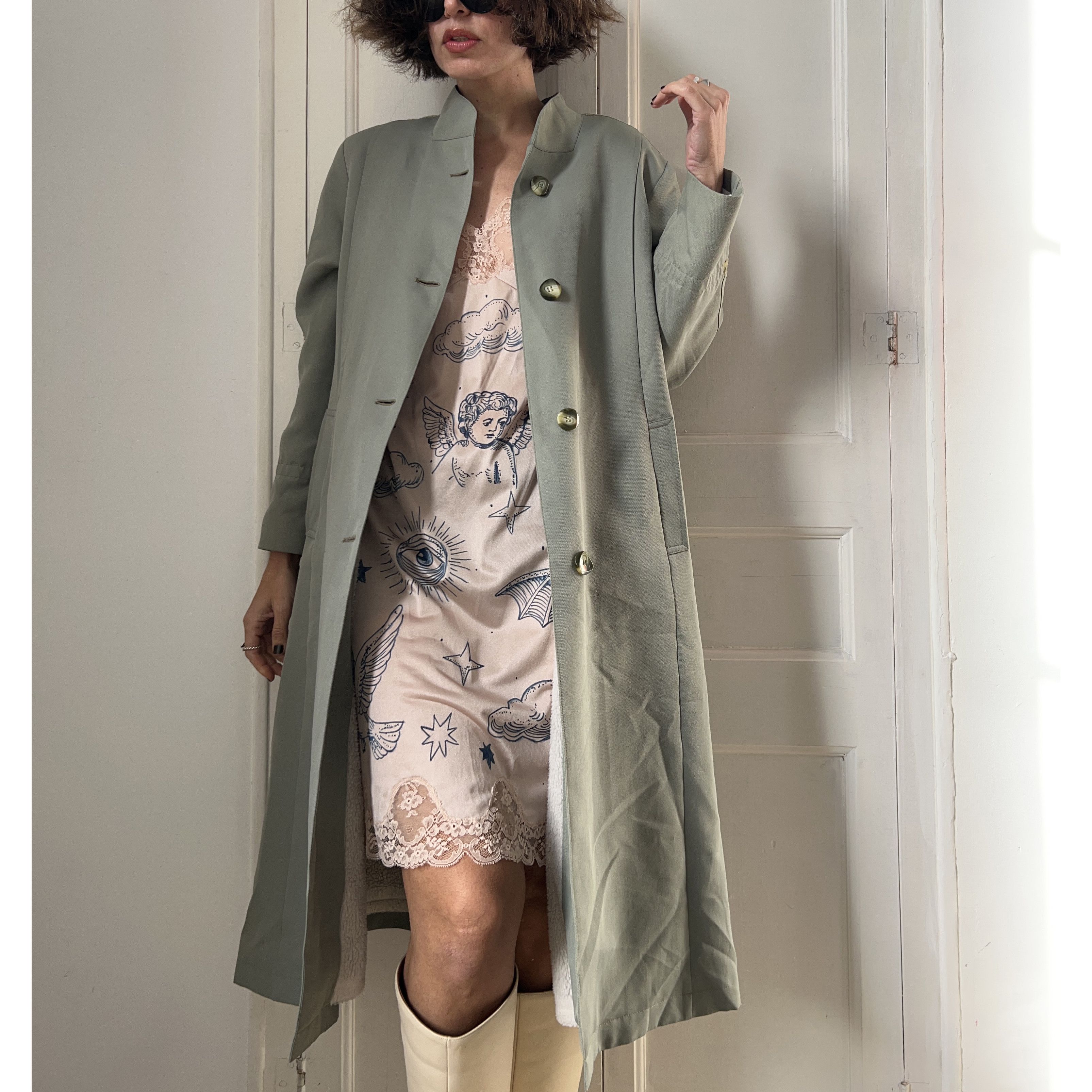 Vintage Vintage 70s Sage Green Sherpa Lined Coat Size M / US 6-8 / IT 42-44 - 4 Thumbnail