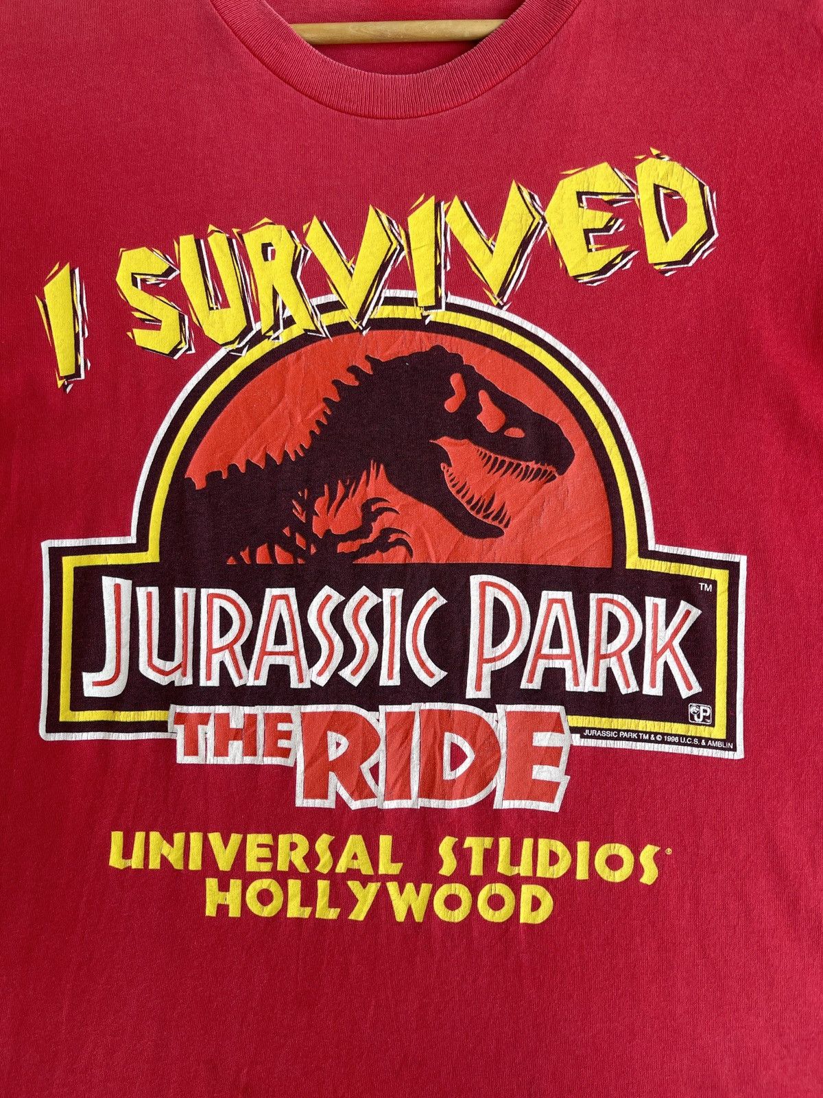 Vintage Rare🔥Vintage 90s JURASSIC PARK The Ride ERD GRUNGE TEE Size US L / EU 52-54 / 3 - 10 Thumbnail