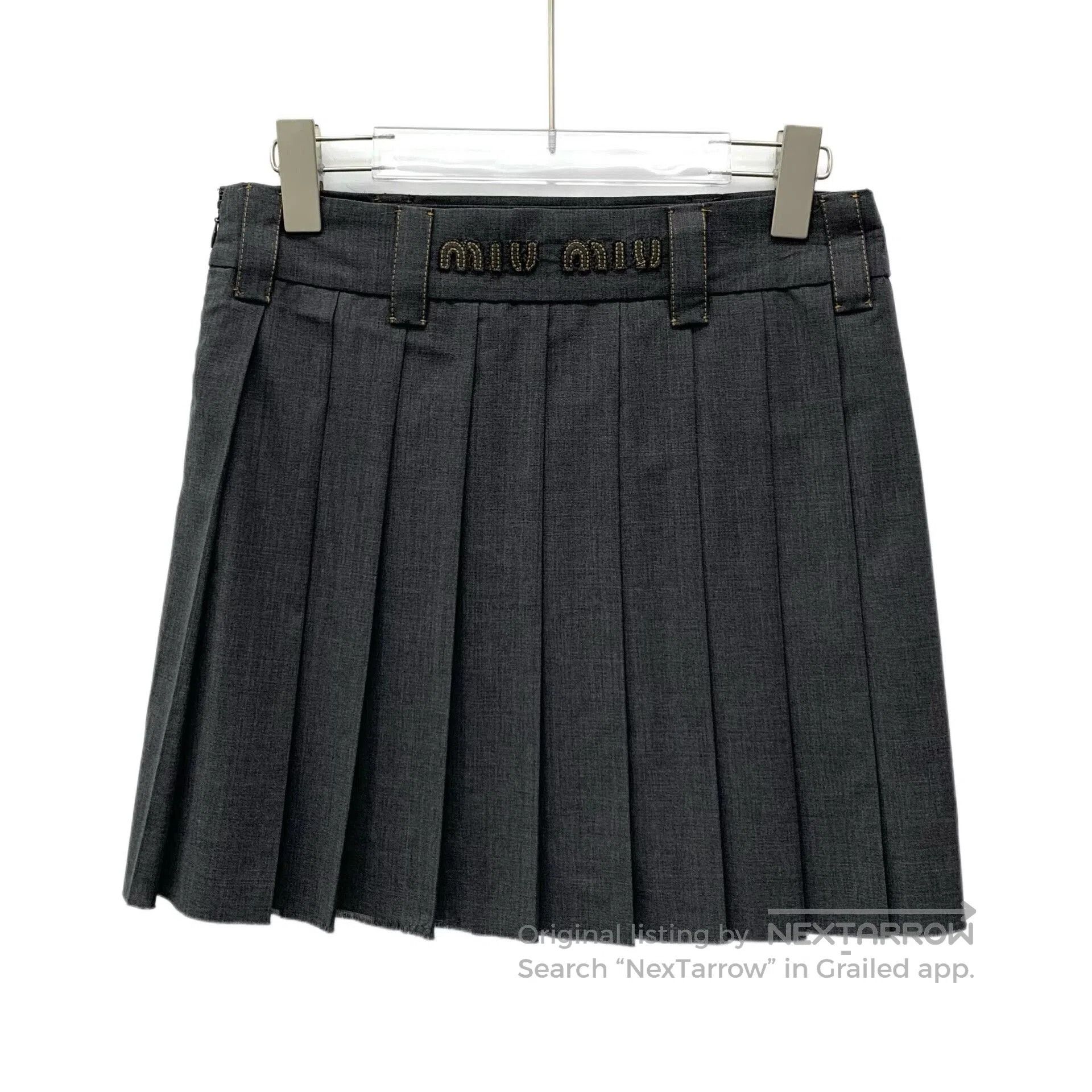 Miu Miu Miu Miu Dark Gray Pleated Wool Skirt. Size US 36 / EU 52 - 2 Thumbnail