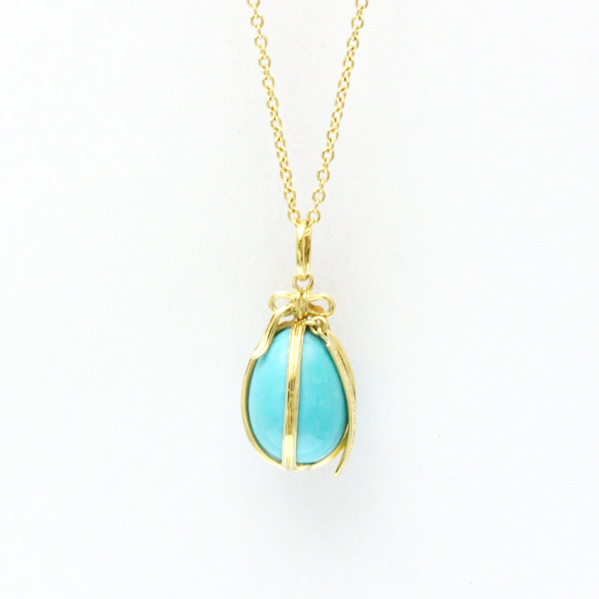 Tiffany Jean Schlumberger Turquoise Egg Necklace Yellow Gold (18K) Turquoise WomenMen Fashion Pendant Necklace (Gold)