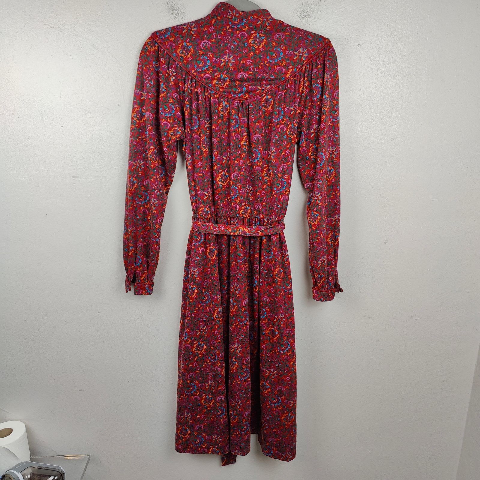 Other Vintage Lanz Originals Midi Dress Womens Medium Red Floral Size M / US 6-8 / IT 42-44 - 5 Thumbnail