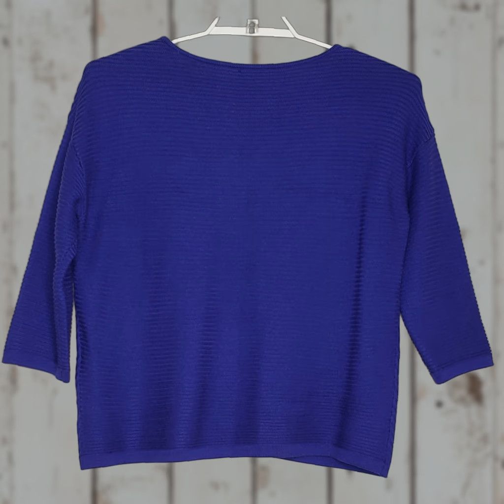 Vintage Chico’s Sweater Womens 3/4 Sleeve V-Neck Knit Pullover Blue Size 1 Regular Fit Cashemere Blend Lightweight Knit Casual Business Travel Women Size XS / US 0-2 / IT 36-38 - 1 Thumbnail