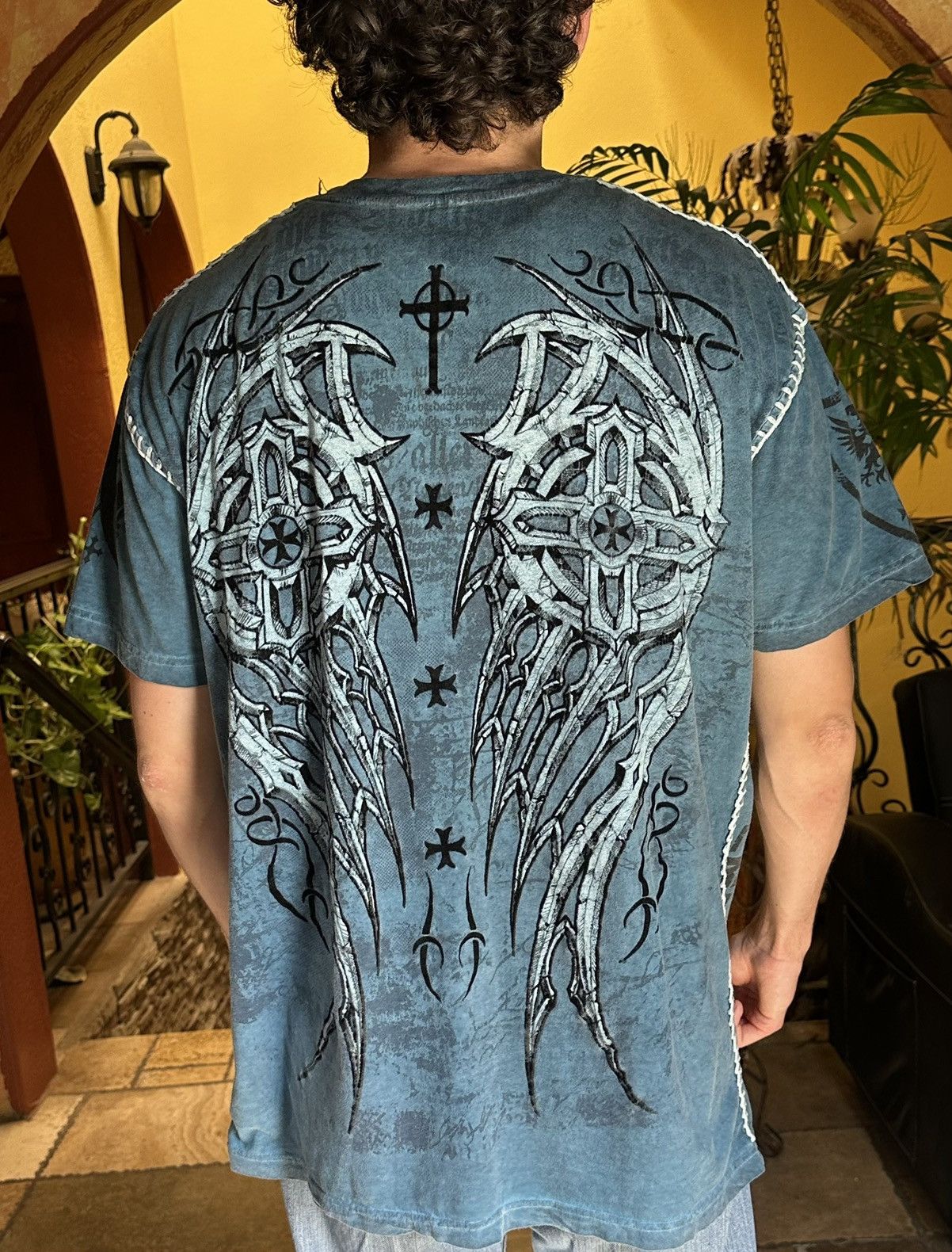 Vintage crazy Y2K Raw State Cross Wings t shirt grunge Size US XXL / EU 58 / 5 - 8 Thumbnail