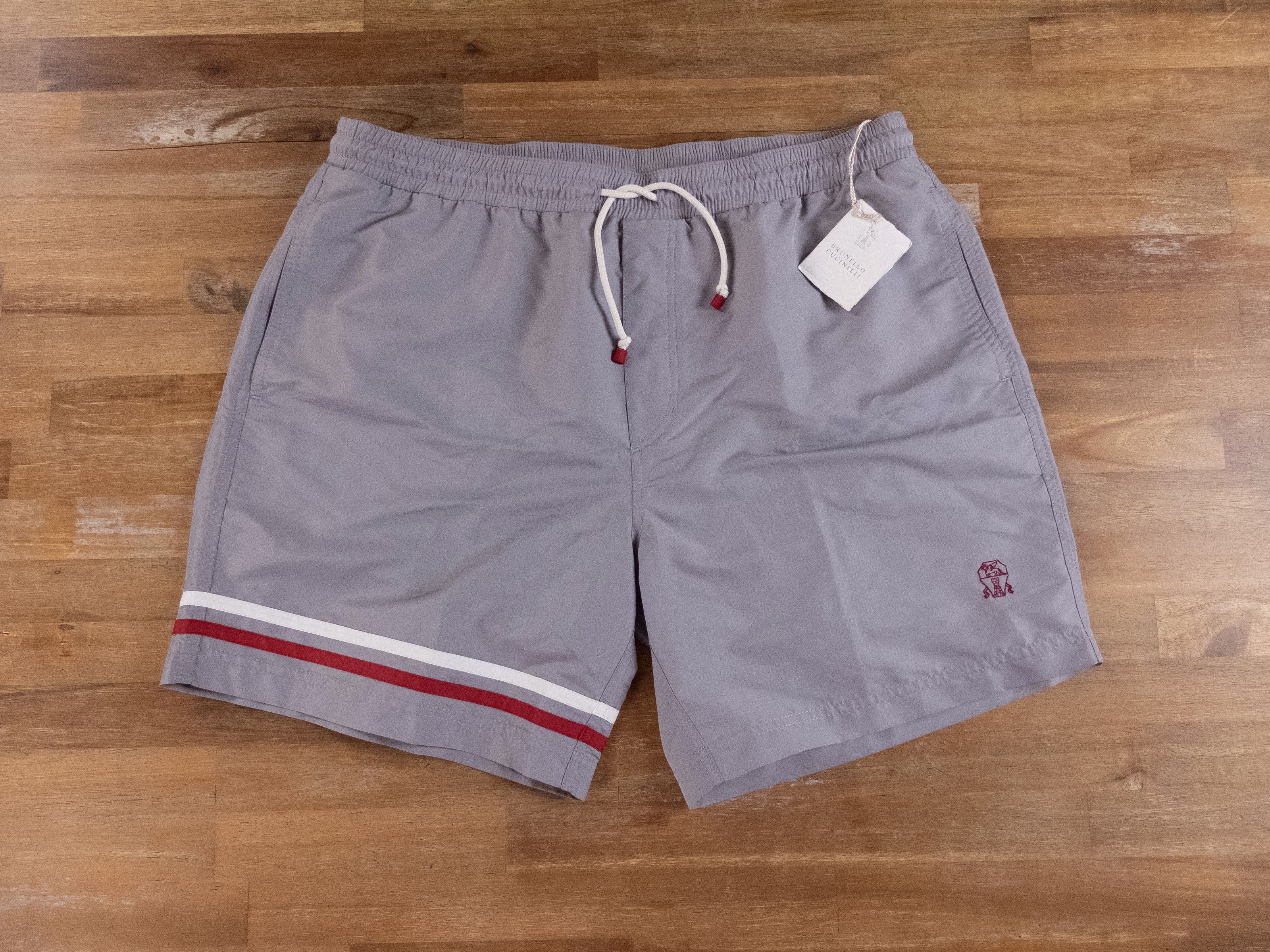 Brunello Cucinelli BRUNELLO CUCINELLI gray logo embroidered swim shorts XL NWT Size US 36 / EU 52 - 5 Thumbnail