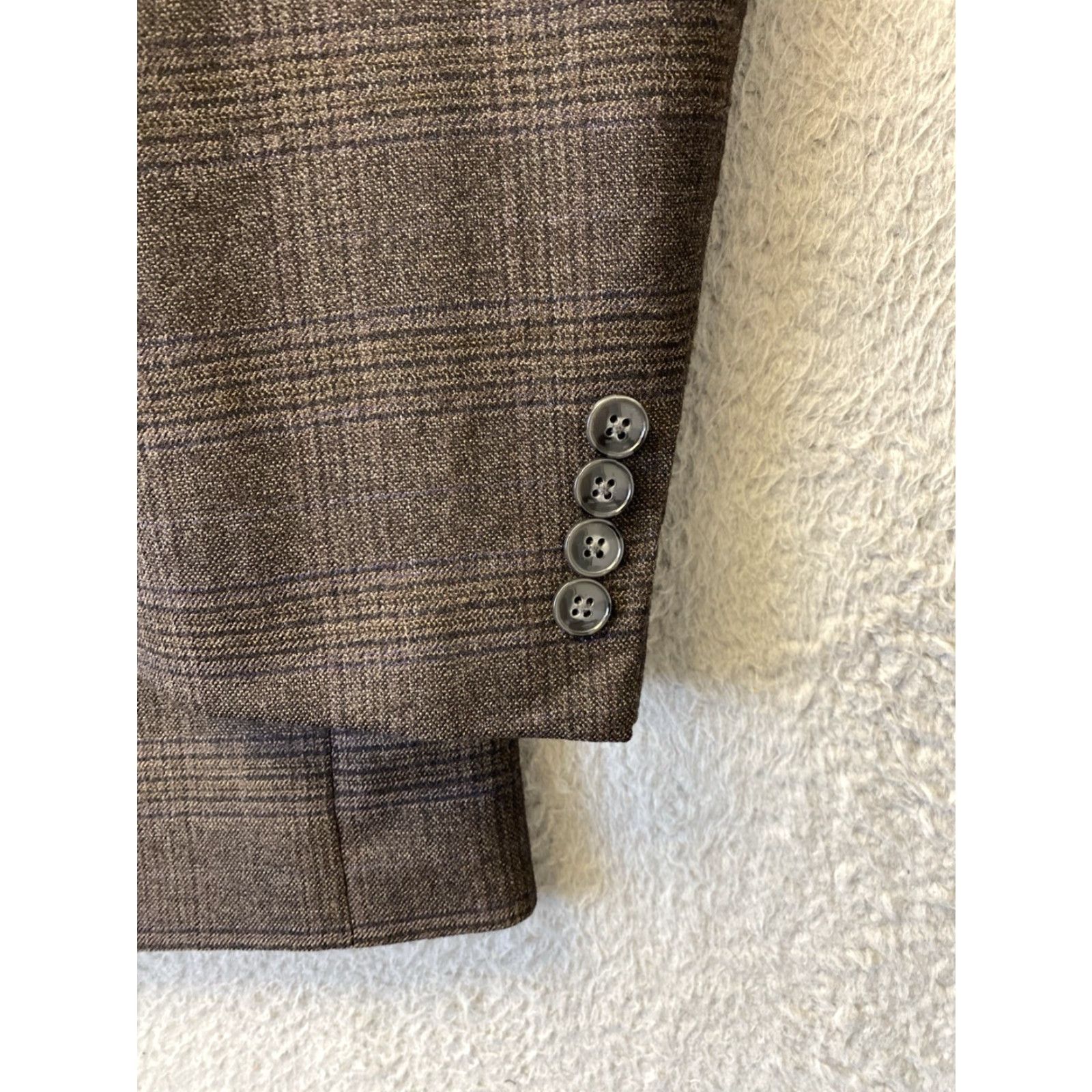 Calvin Klein VINTAGE Calvin Klein Men's Sport Coat Blazer 44L Wool Brown Plaid Single-Breasted 90s Formal Business Size 44L - 3 Thumbnail
