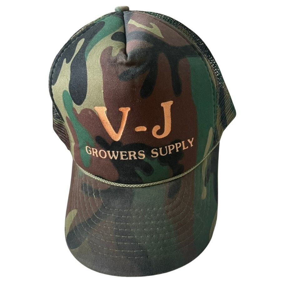 Vintage Vintage V-J Growers Supply Camouflage Trucker Hat Hunting Size ONE SIZE - 1 Thumbnail