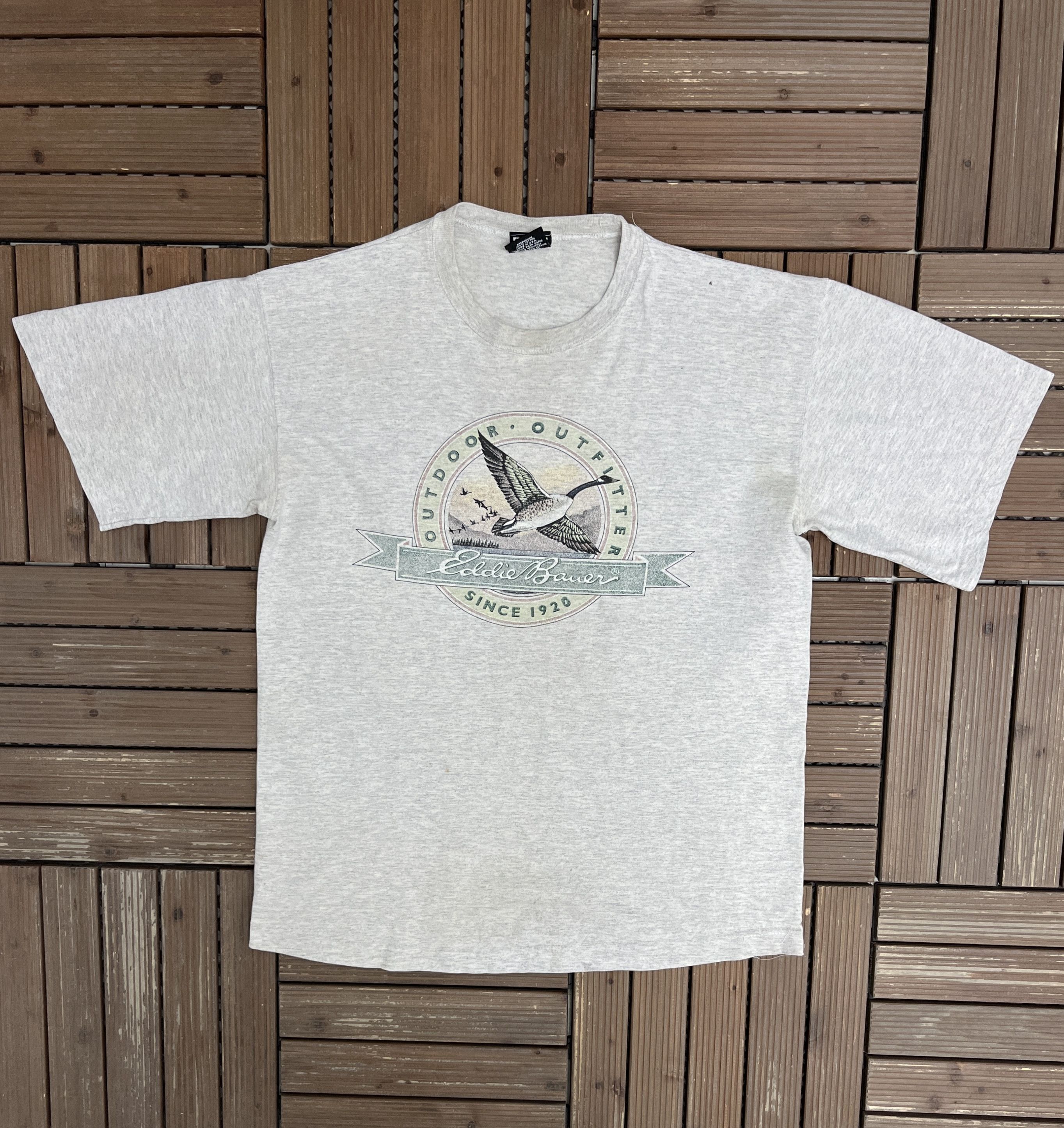 Eddie Bauer × Vintage Eddie Bauer Outdoor Outfitter Vintage Grey T-Shirt Tee Size US L / EU 52-54 / 3 - 1 Thumbnail