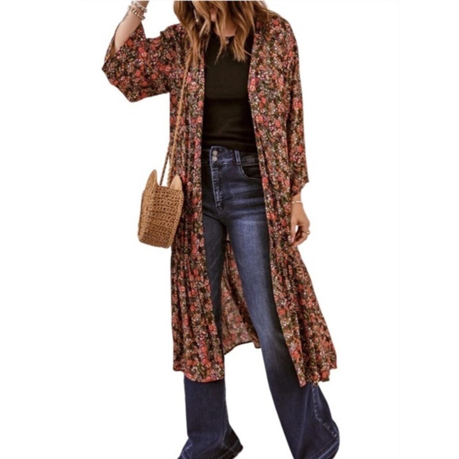 Designer Floral Open Front Kimono Swimsuit Cover Up NWT Size M / US 6-8 / IT 42-44 - 1 Thumbnail