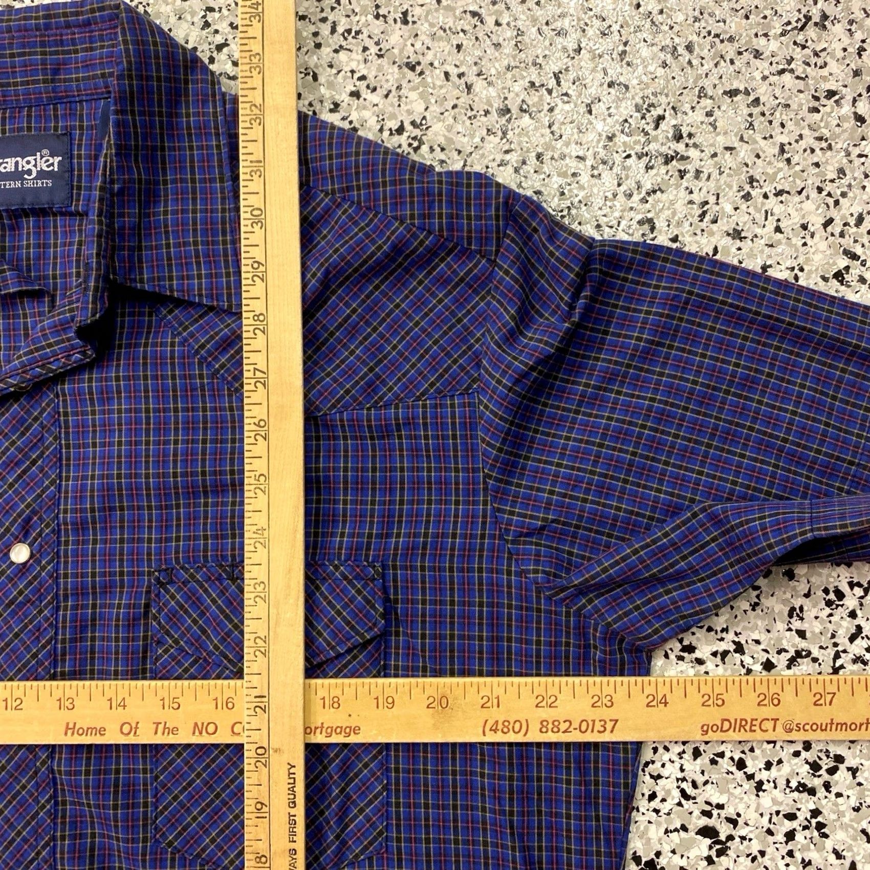 Wrangler VINTAGE Wrangler Pearl Snap Plaid Western Cowboy Shirt Mens Large Tall Size US L / EU 52-54 / 3 - 3 Thumbnail