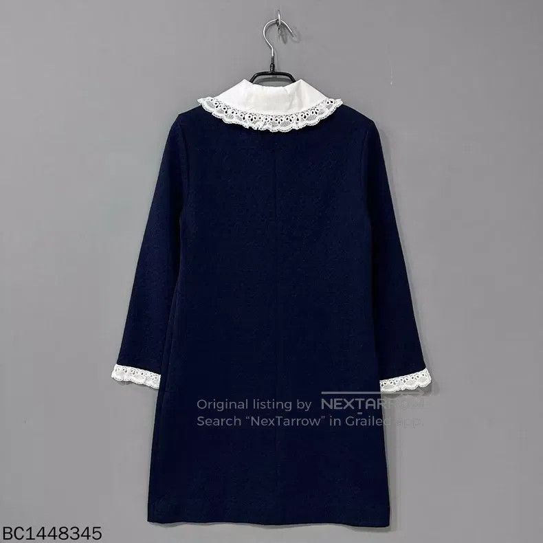miu miu blue dress 1990's Miu Miu Eye Hook Closure Babydoll Dress  villa amour vintage