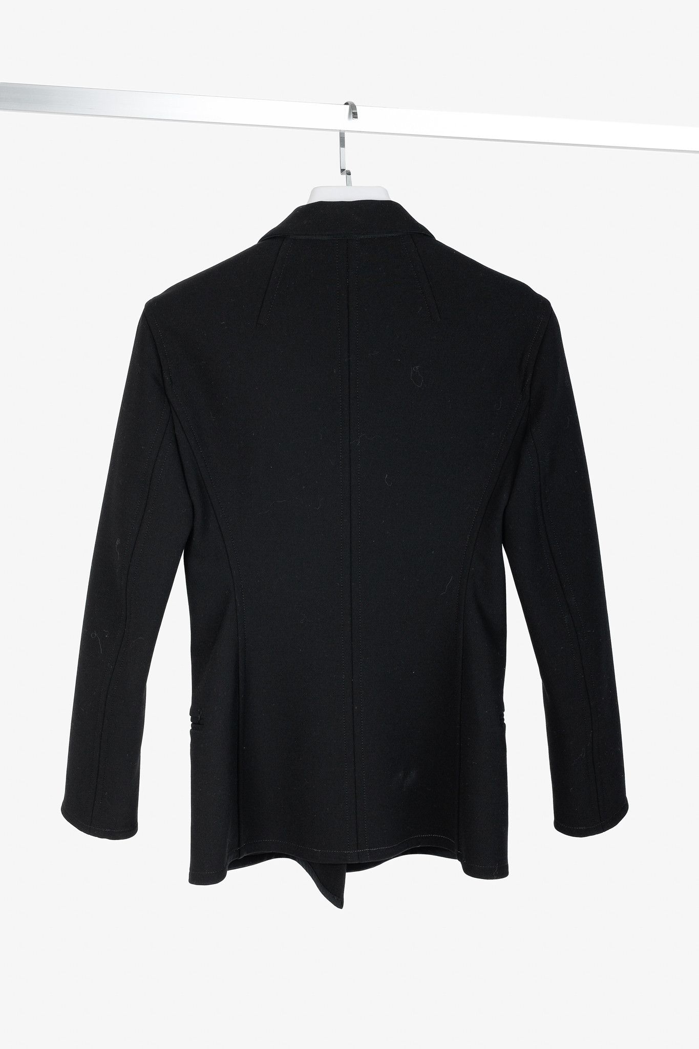 Celine × Phoebe Philo Celine SS/16 Runway Black Wool Crepe White-Button Zip Blazer Size M / US 6-8 / IT 42-44 - 2 Thumbnail