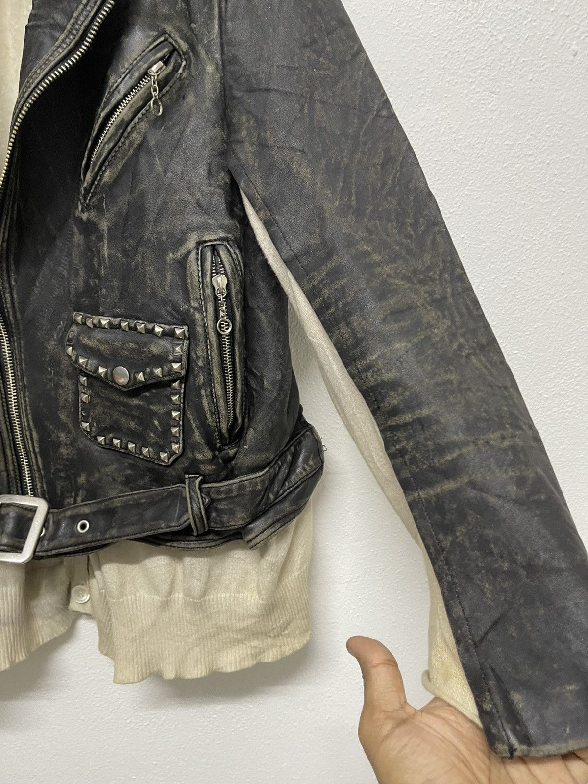 Undercover SS 21 UNDERCOVER LEATHER MIX KNIT RIDERS JACKET RARE Size US S / EU 44-46 / 1 - 7 Thumbnail