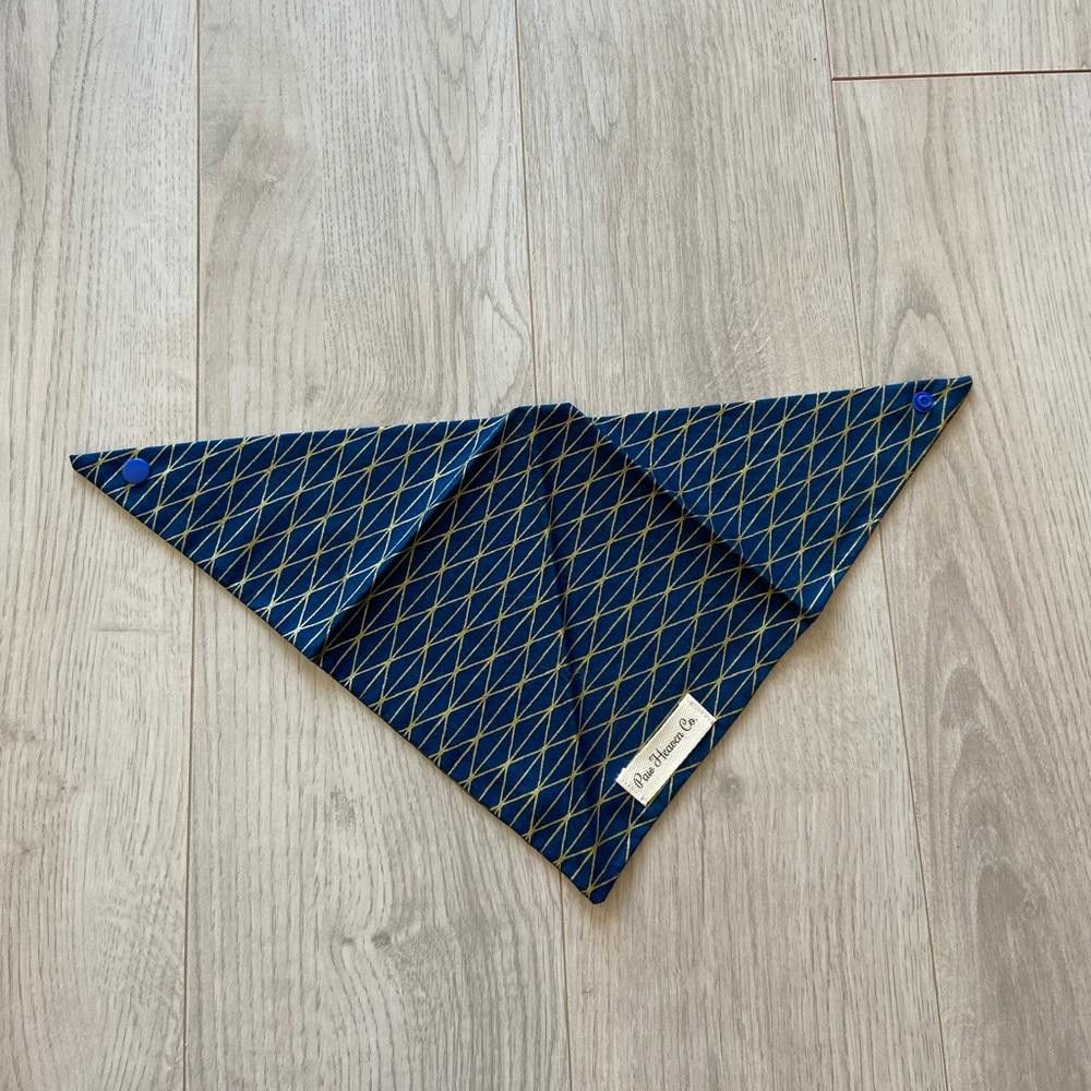 Designer Paw Heaven Co Blue and Gold Dog Bandana Size ONE SIZE - 1 Thumbnail