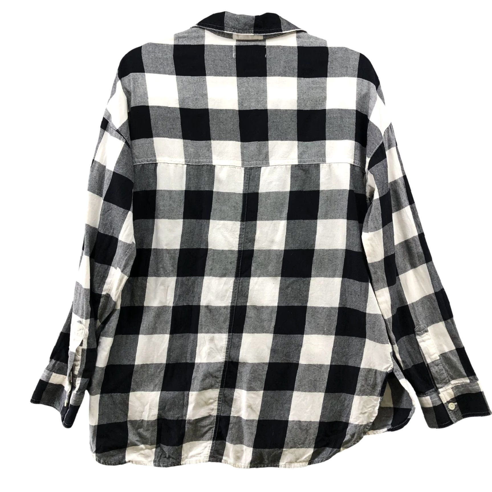 Old Navy Old Navy Boyfriend Flannel Shirt Womens S Black White Check Plaid Button-Up Casual Fall Winter Size S / US 4 / IT 40 - 2 Thumbnail