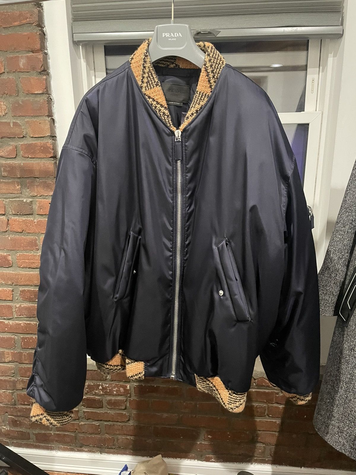 image of Steal Prada Raf Simon’S Fw Bomber in Navy, Men's (Size Large)