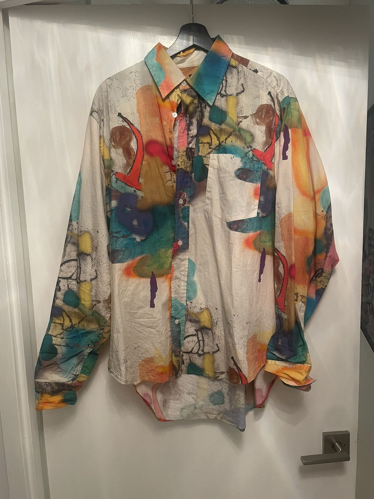 image of Brain Dead Abstract Multicolor Button Down, Men's (Size Large)