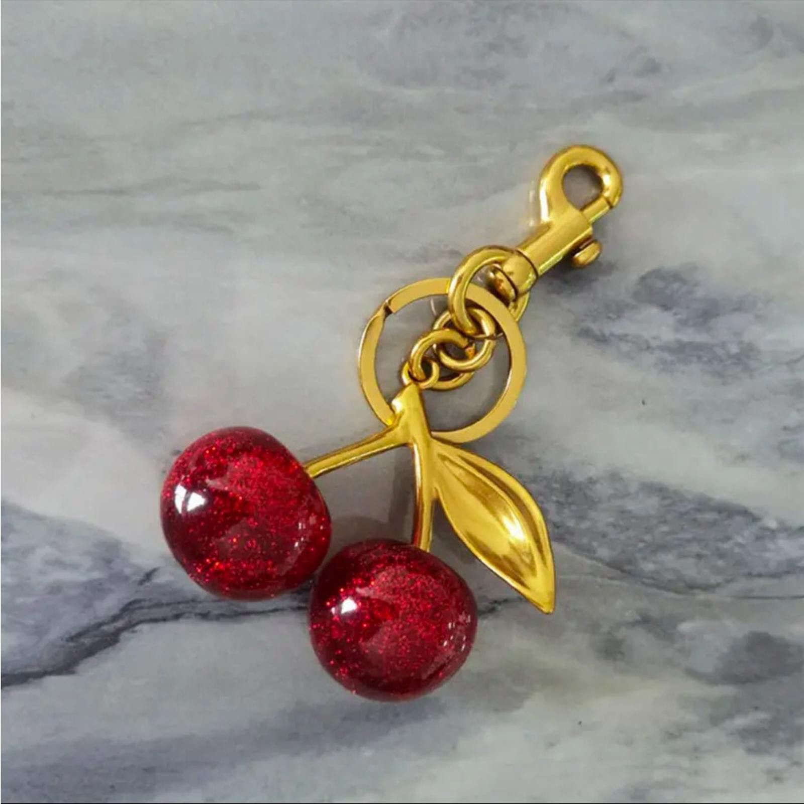 Designer Cherry Red Large Sparkle Bag Charm Size ONE SIZE - 2 Thumbnail