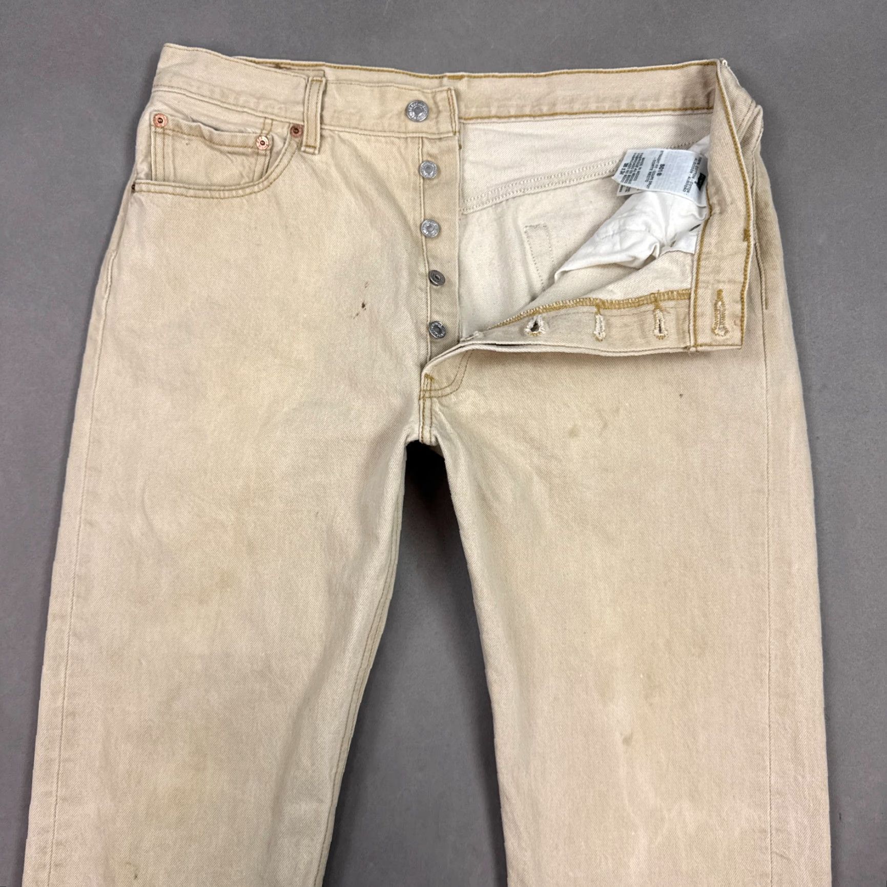 Levi's Levi's 501 Jeans Mens 36x34 Beige Denim Pants Button Fly Work Chore Jeans Size US 36 / EU 52 - 2 Thumbnail