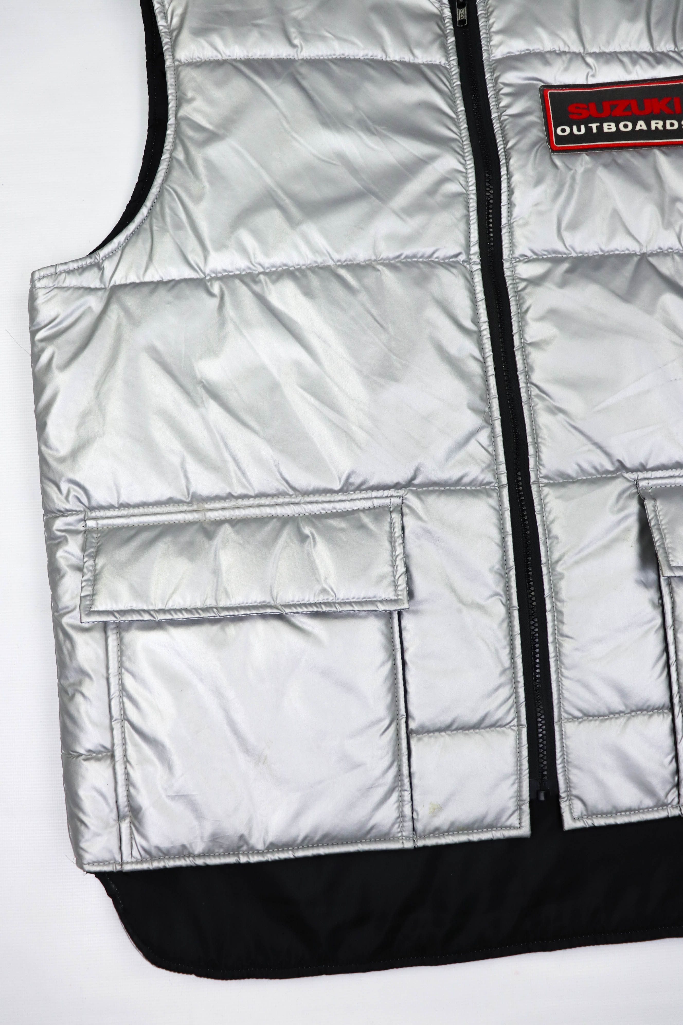 Vintage 90s Vintage Suzuki Made in Japan Silver Cropped Zip Vest Size US M / EU 48-50 / 2 - 4 Thumbnail