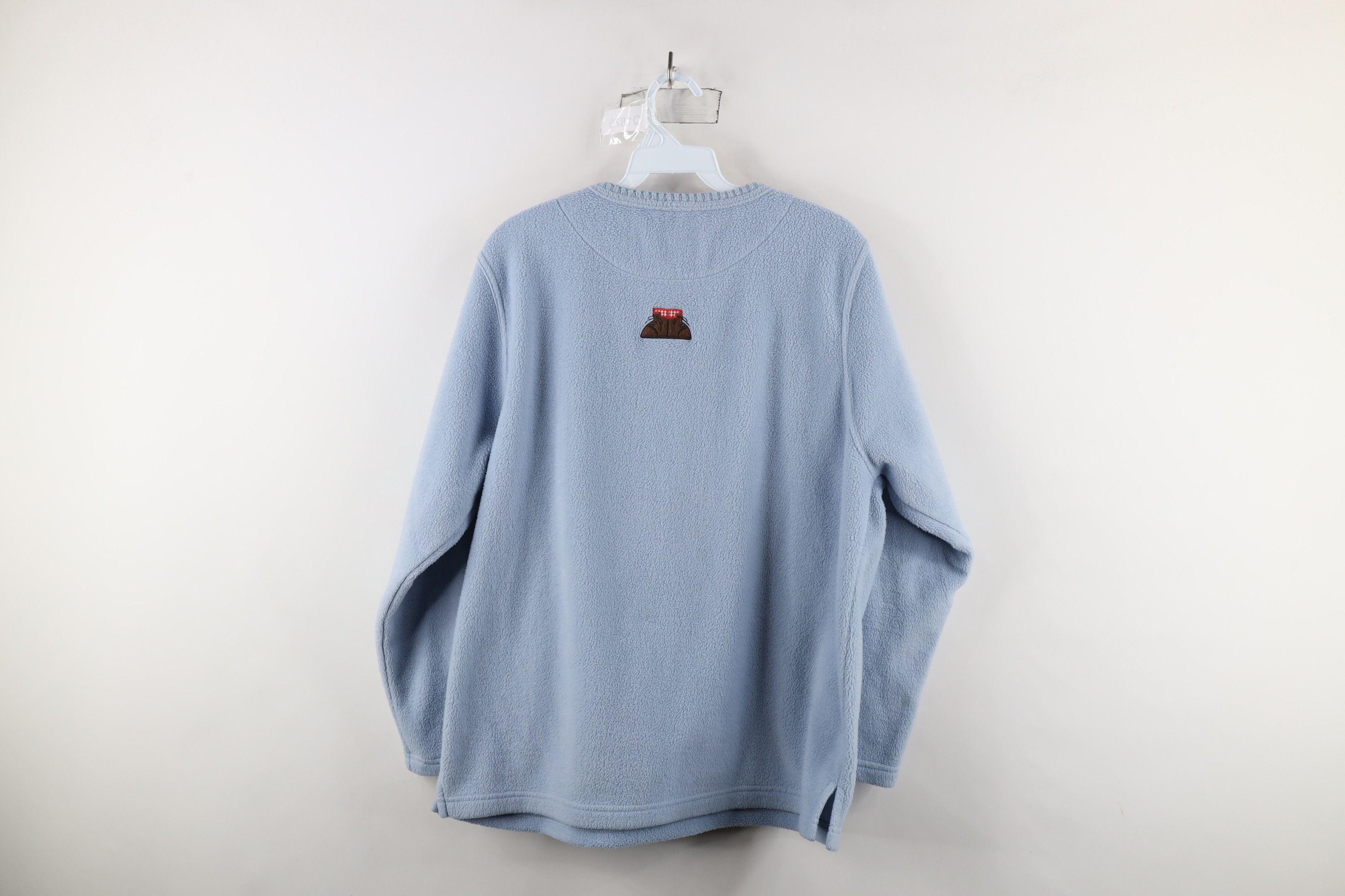 Vintage Vintage 90s Streetwear Winter Cat Kitten Fleece Sweater Blue Size L / US 10 / IT 46 - 7 Thumbnail