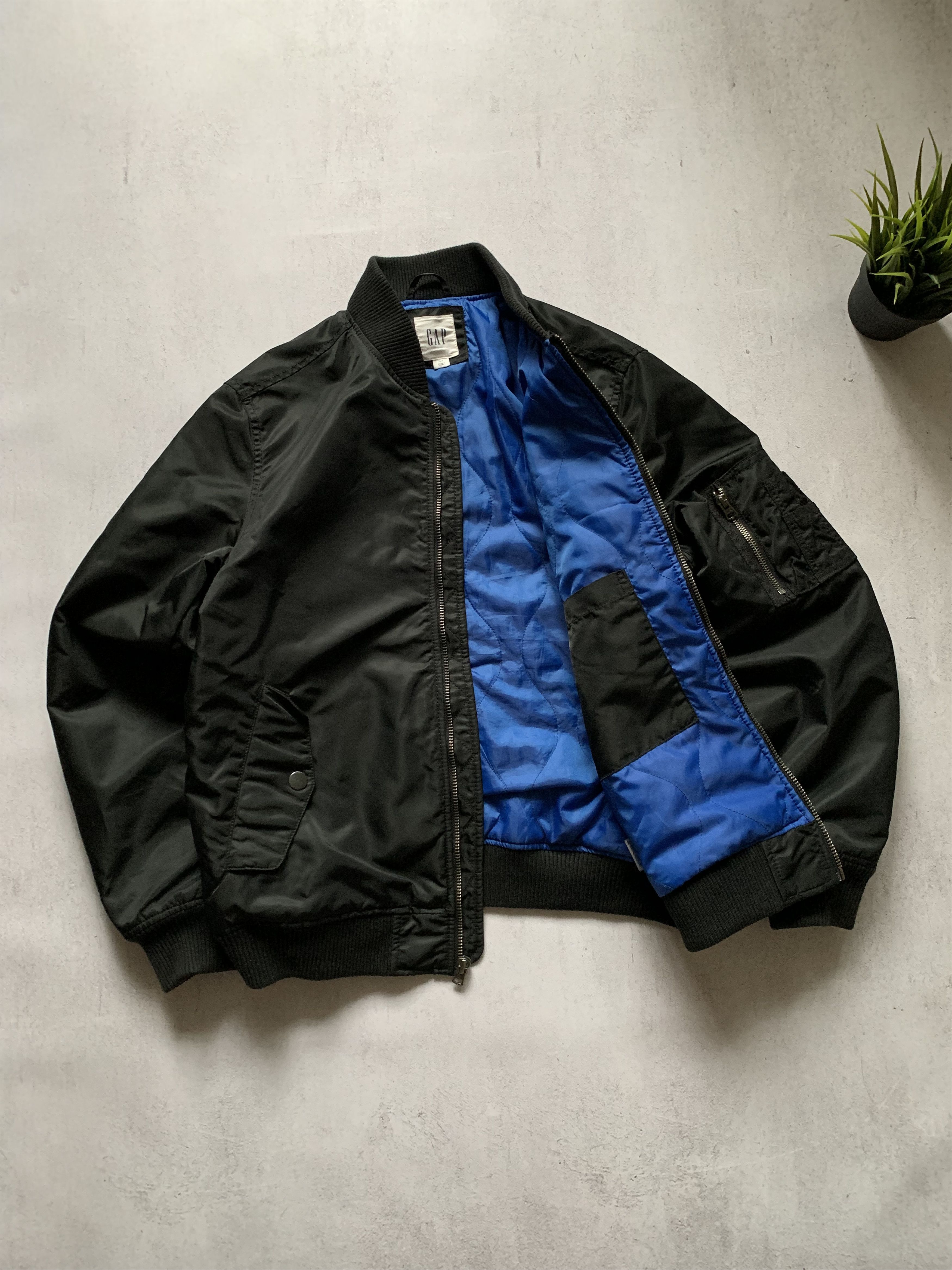 Vintage Gap Bomber Jacket Black Baggy Y2K 90s