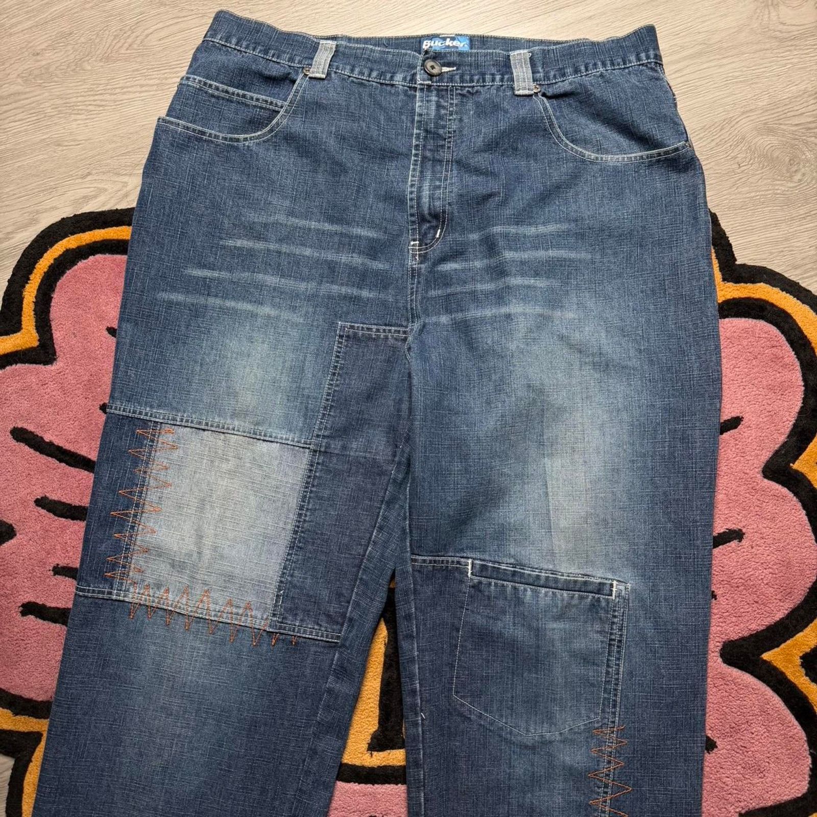 Vintage Vintage Y2K Bucker Baggy Loose Fit Patchwork Denim Jeans Size US 42 / EU 58 - 2 Thumbnail