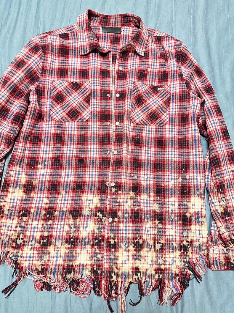 Amiri Amiri Ink-splashed tassel-fringed checkered long-sleeved s Size US L / EU 52-54 / 3 - 1 Thumbnail