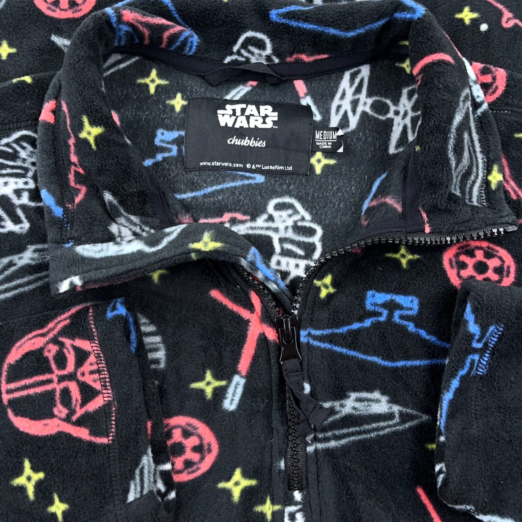 Chubbies Chubbies Star Wars Sweater Men Medium Fleece Pullover Quarter Zip Jacket AOP Black Polyester Size US M / EU 48-50 / 2 - 2 Thumbnail