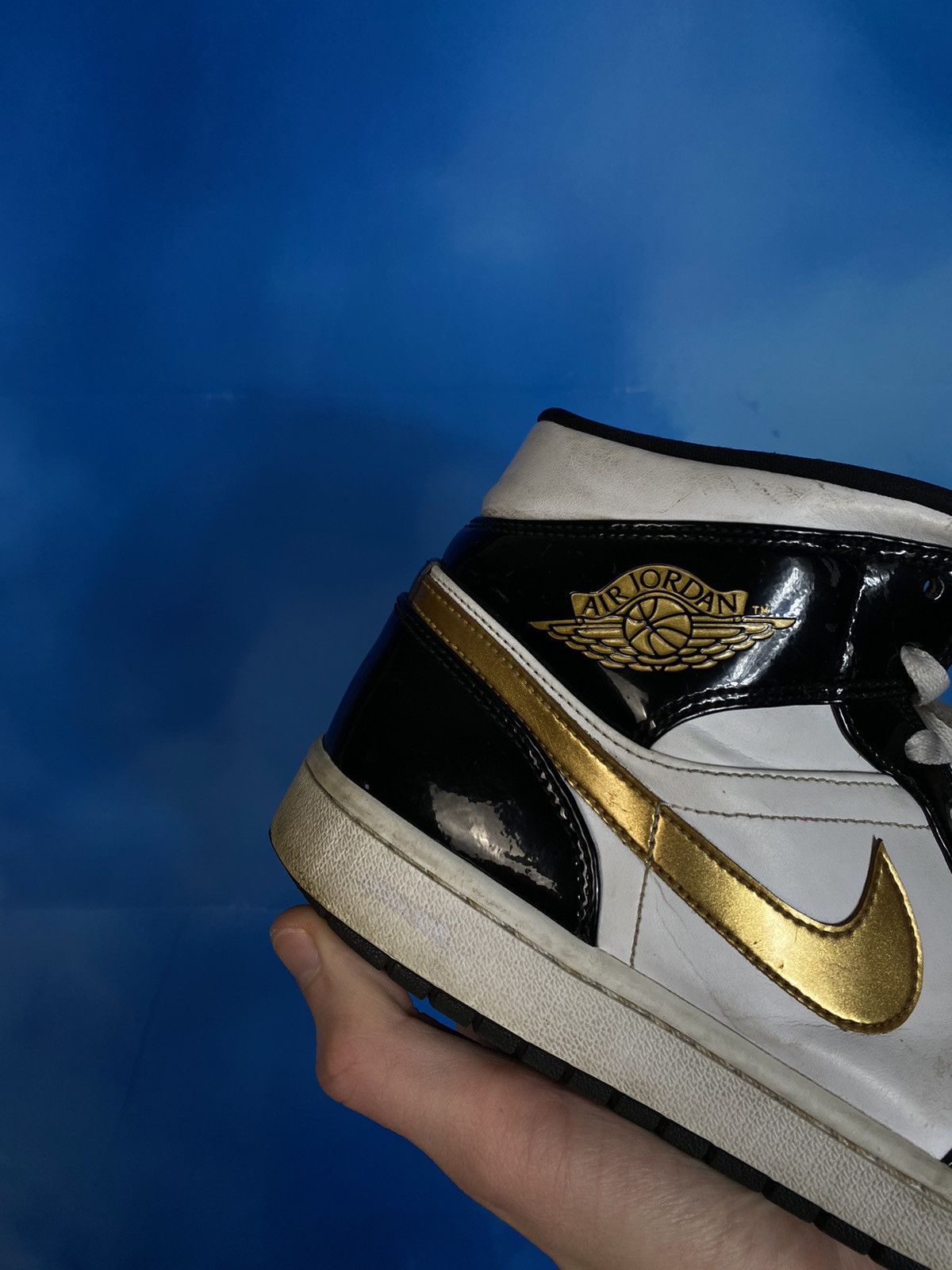 Nike ✨Nike Air Jordan Metallic 1 SE Gold Patent Black White Size US 9 / EU 42 - 10 Thumbnail