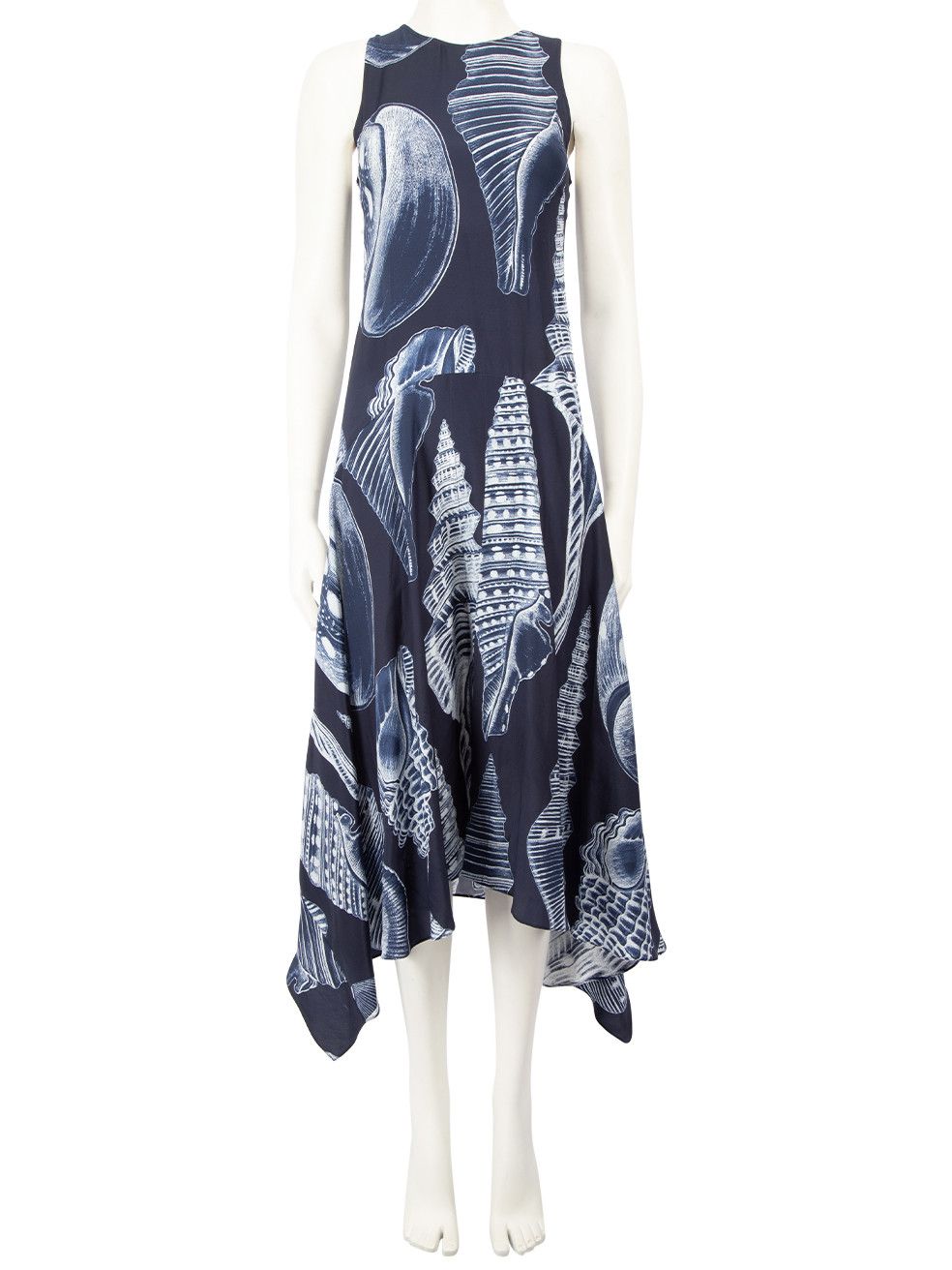 image of Stella Mccartney Navy Seashell Print Midi Dress, Women's (Size XS)