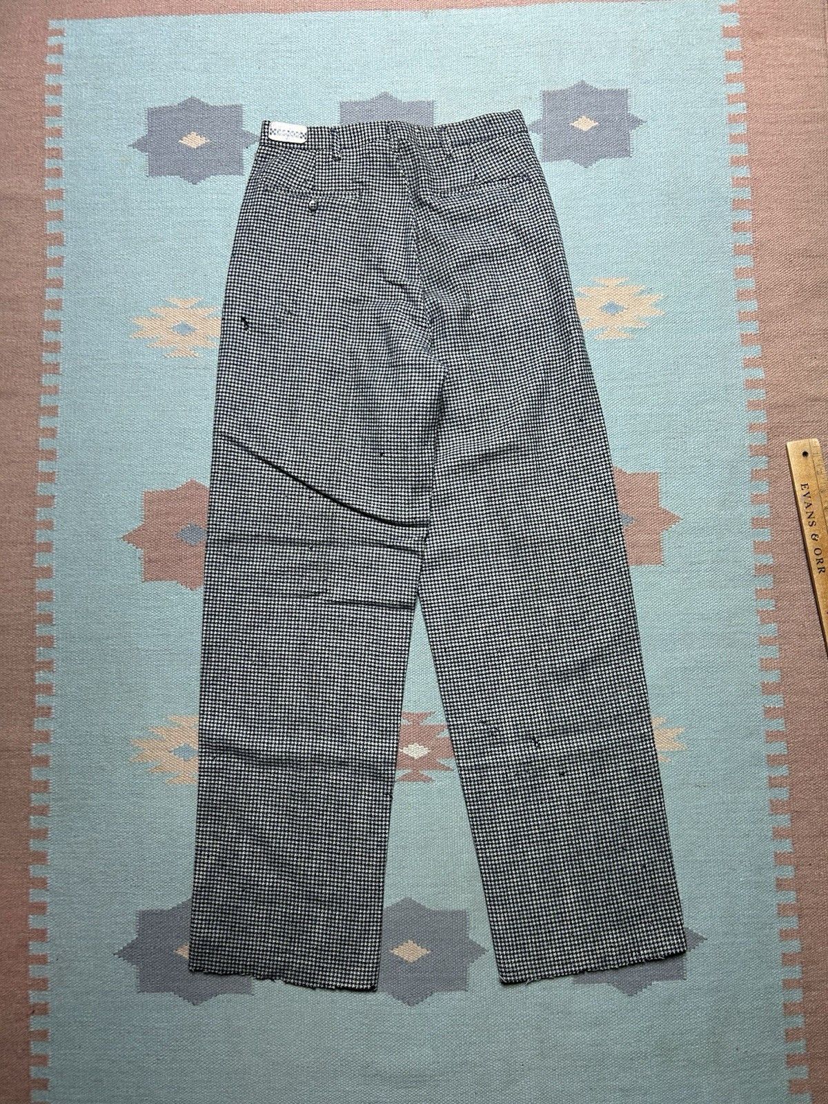 Vintage 1940s drop loop slacks wool pants Campus houndstooth FLAW 29 Size US 29 - 2 Thumbnail