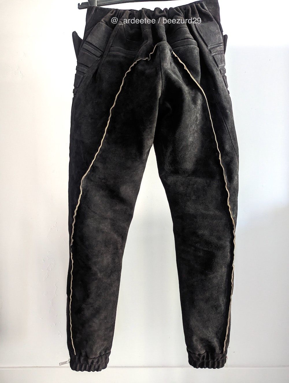 Rick Owens 💥UNRELEASED FW22 METROJOGGERS REVERSED LEATHER STROBE Size US 32 / EU 48 - 5 Thumbnail