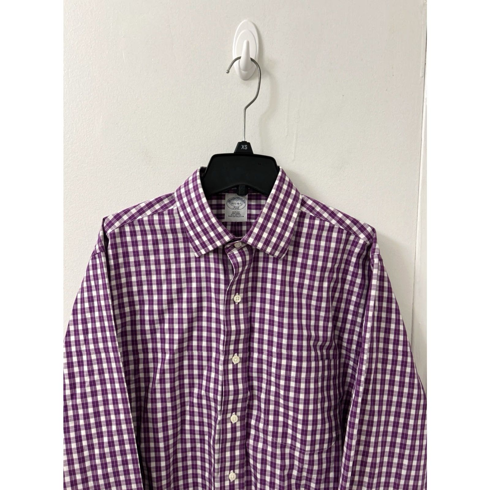 Brooks Brothers Brooks Brothers 346 Shirt Mens 15.5 Purple Oxford Plaid Slim Fit Button-Down Dress Shirt Size US L / EU 52-54 / 3 - 2 Thumbnail
