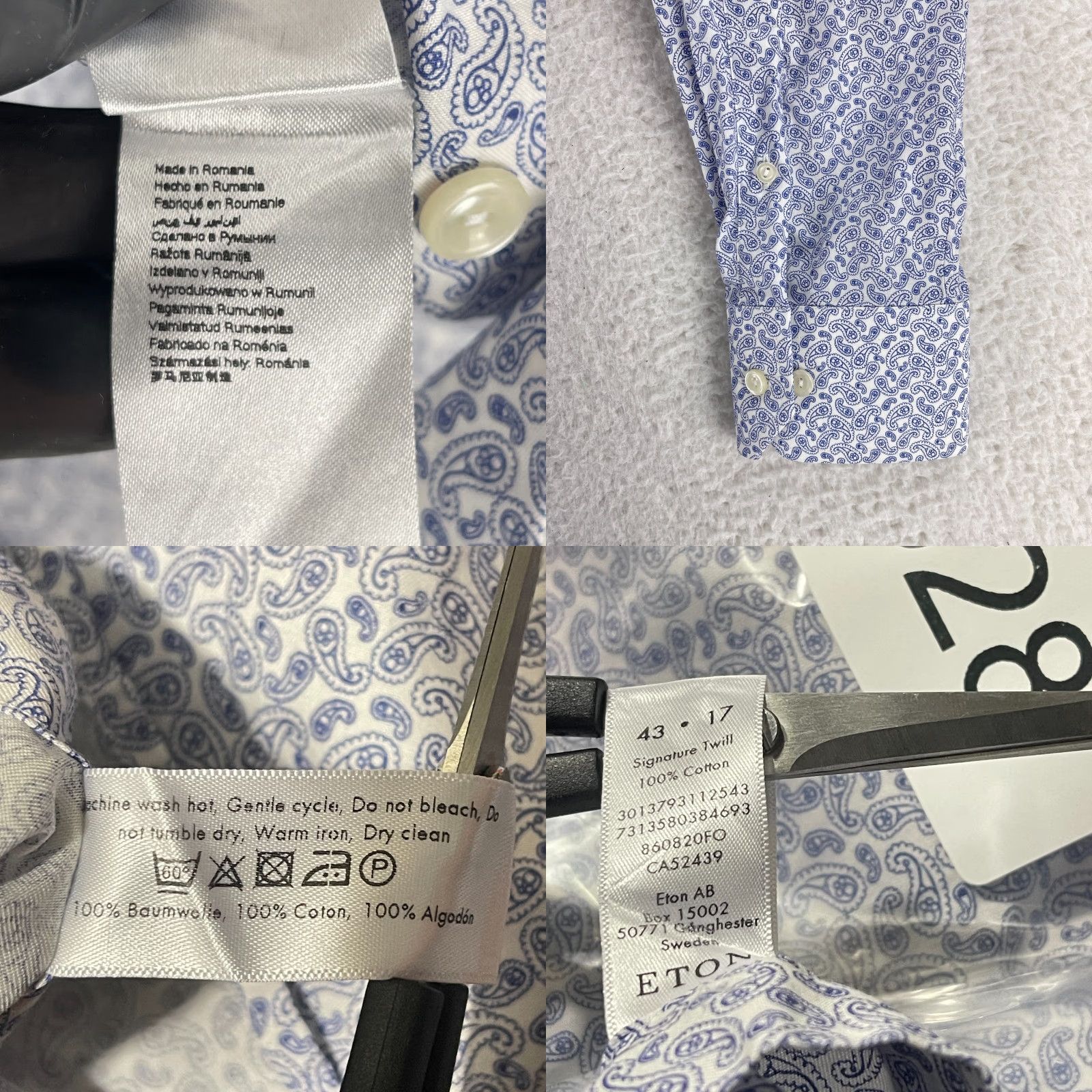 Eton Eton Blue Paisley Print Button-Up Shirt Mens Long Sleeve Contemporary XL Size US XL / EU 56 / 4 - 9 Thumbnail