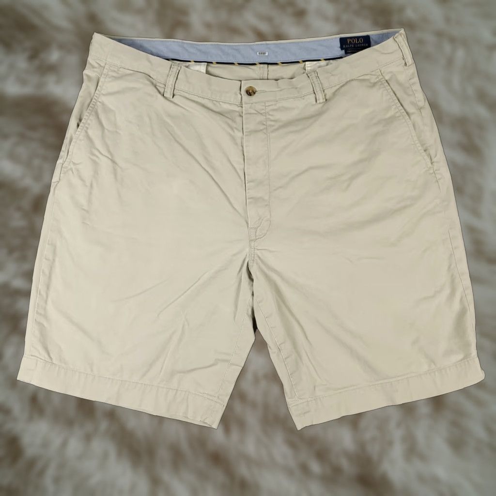 Ralph Lauren Ralph Lauren Chino Shorts Mens Size 42 Beige Cotton Flat Front Pony Logo Casual *STAINED* Mens Size US 42 / EU 58 - 1 Thumbnail