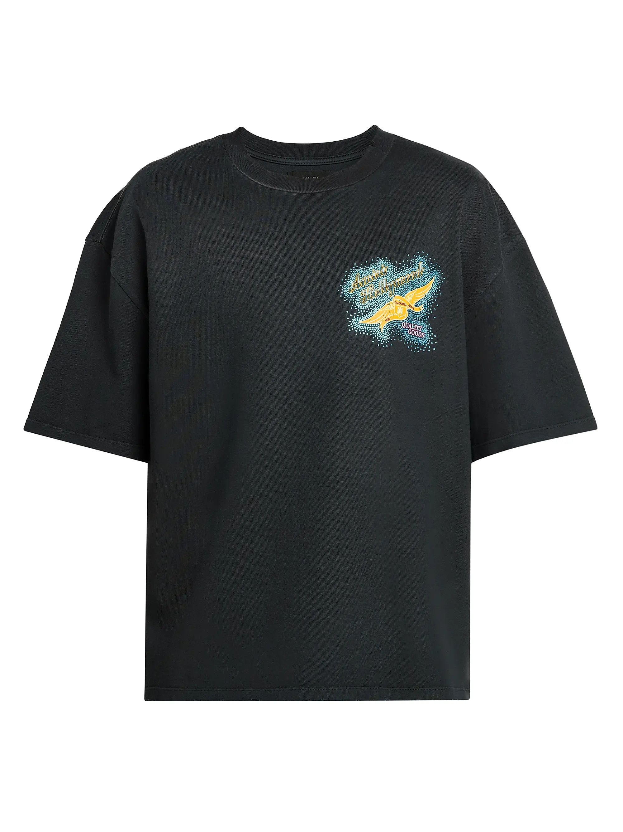 Amiri os11x1225 Crystal Wings Embellished Crewneck T-Shirt Black Size US XL / EU 56 / 4 - 1 Thumbnail