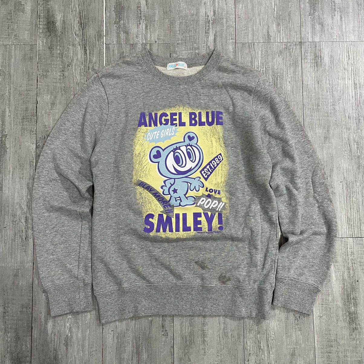 image of 1990S Angel Blue Sweatshirt in Grey, Men's (Size Small)