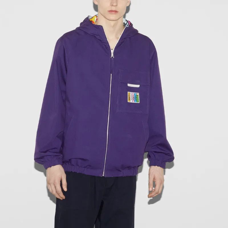 Gucci o1mt1gz0325 Reversible Cotton Ripstop Jacket in Purple Size US S / EU 44-46 / 1 - 6 Thumbnail